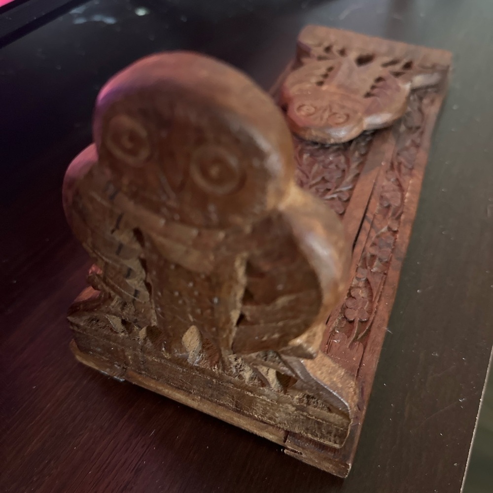 Handcrafted Wooden Owl Art Piece